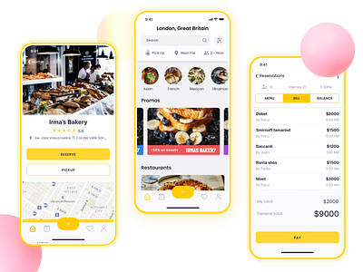 Yello — booking made fun. UI & UX Design. 3d animation app bill branding daily design design team development food delivery graphic design illustration logo menu motion graphics movadex react studio ui vector