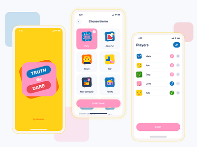 Truth or dare game - Movadex app branding dare design design team game graphic design illustration logo mobile movadex truth ui vector yellow