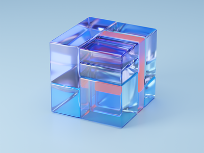 Glass cube 3D illustration