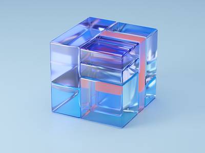 Glass cube 3D illustration 3d app blender branding cube design design team development glass graphic graphic design illustration juicy logo motion movadex team trending ui vector