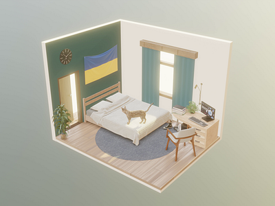 East or west, home is the best 3d animation blender home isometric modeling peace ukraine war