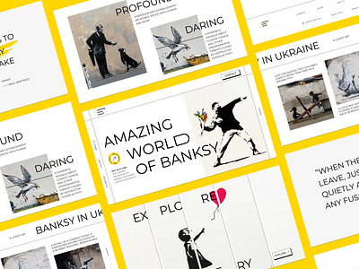 Amazing World of Banksy LP app artwork banksy branding design design team exhibition fonts graphic design illustration landing landing page lp minimalism movadex typography ui