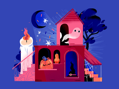 Haunted House ghost halloween haunted haunted house house illustration print pumpkin