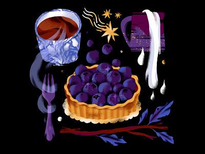 Bluberytart blueberry dessert food food illustration illistration print still life