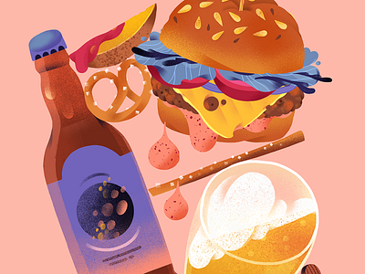 Friday beer beer bottle burger food food illustration food illustrator friday illustration snack
