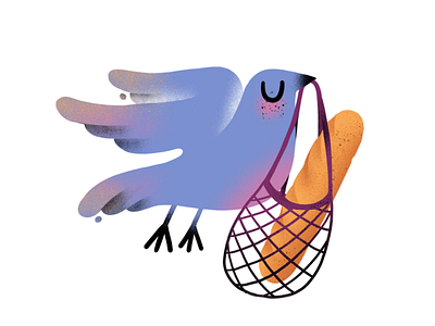 Important delivery bird bread food fun icon illustration