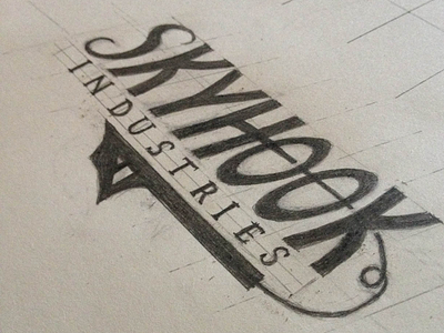 Skyhook branding logo pencil retro skyhook typography