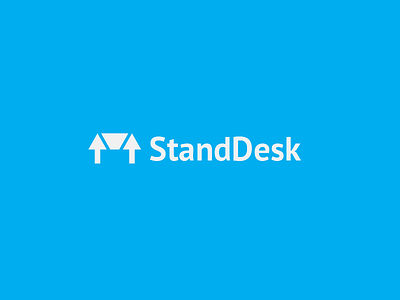 Stand Desk Logo blue branding desk logo stand standdesk white