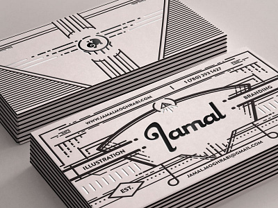 Jamal Business Cards art deco black business card business cards card foil jamal moghrabi retro silver vintage white