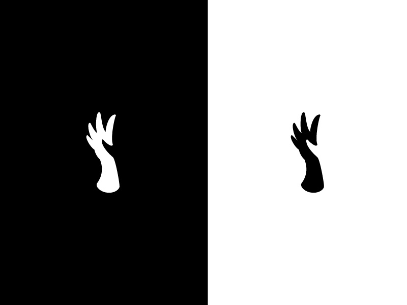 Hands 5 fingers hand negative space logo brand