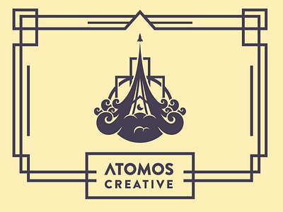 Atomos Creative art deco atom atomos branding creative design logo