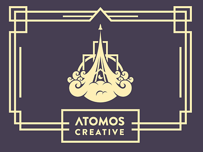 Atomos Creative Dark art deco atom atomos branding creative design logo