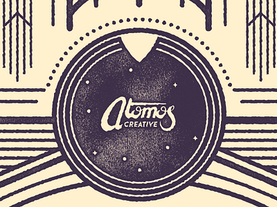 Atomos Poster art deco atomos branding deco identity logo poster rocket