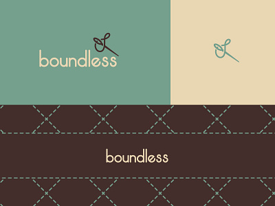 Boundless blue boundless branding brown cream identity logo sewing
