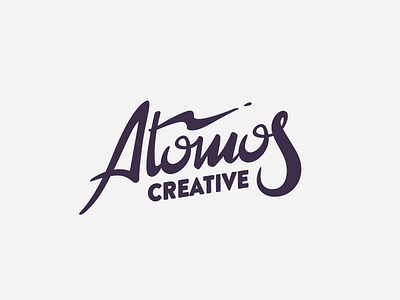Atomos Handlettered atom atomos brand creative lettering lightning logo space thunder type