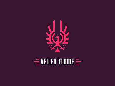 Veiled Flame bird branding emblem fire flame logo phoenix red