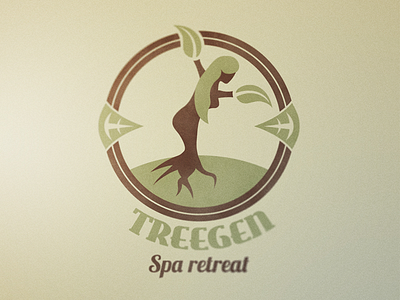 Treegen branding leaf logo natural organic retreat roots spa tree