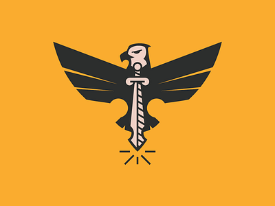 Eagle Sword *longer wings Logo black branding eagle identity logo sword vector white yellow