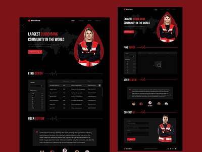 Blood Bank Website blood bloodcommunity blooddonate darkui design homescreen ui uiux uiuxdesign webdesign website