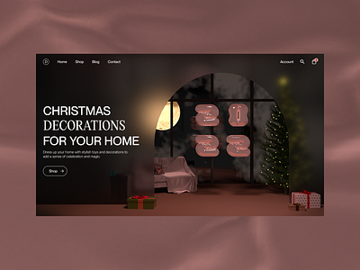 Christmas store landing page сoncept 2022 3d blender christmas concept design holidays illustration layout new year promo typography ui ux web web design website