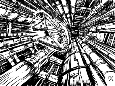 The Fastest Hunk of Junk in the Galaxy brush illustration ink