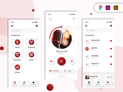 Radio App UI Design app app ui design design graphic design ios ui design mobile app mobile app design music app music app ui music app ui design radio app radio app ui ui