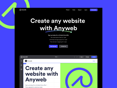 Anyweb is now in beta! builder editor landing page low-code no-code saas tool ui ux web builder web creator web page website builder