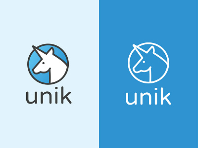 Unik logo animal blue development icon logo mark tech tech logo unicorn