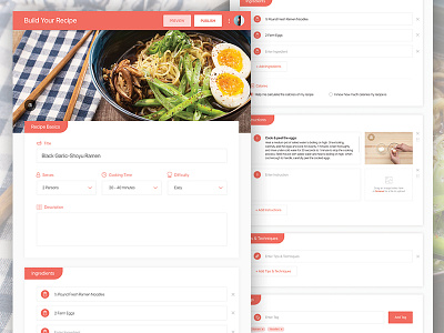 Build Your Recipe description drag food food app form publish recipe recipes ui ux web
