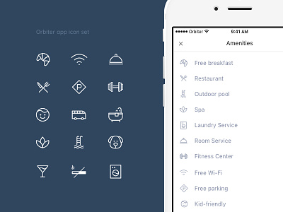 Orbiter app icon set - Hotel amenities amenities hotel hotel icon icon illustration ios service