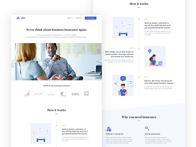 Abe Insurance Landing Page broker business illustration insurance lander landing page ui ux web