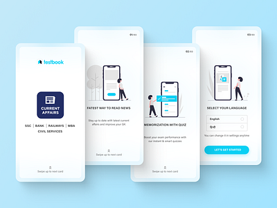 Onboarding Screens 4 screens app app design branding clean ui design illustration light theme logo news onboarding screens splash screens ui ui design ux vector walkthrough