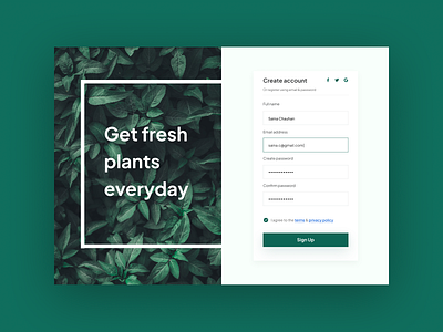 Sign Up (Web) branding buttons design ecommerce form log in onboarding plants sign up textfields ui ui design ux web design website