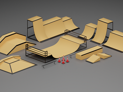 Modelling Skate park ramp 3d branding design graphic design illustration logo motion graphics ui