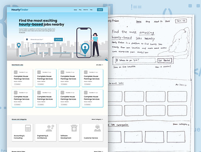 HourlyFinder Project job searching students ui wireframe