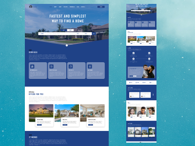 Real Estate design home screen landing page real estate website