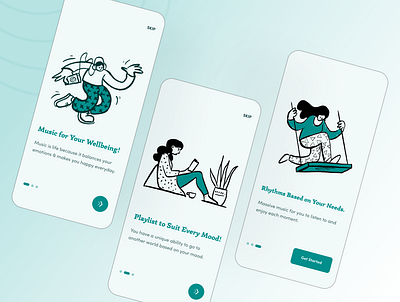 Onboarding Screens for a Mood Based Music App design figma ui ux