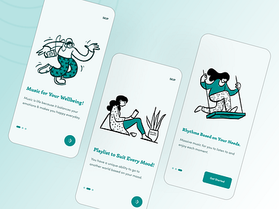 Onboarding Screens for a Mood Based Music App