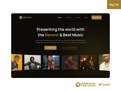 Landing Page for a Music Record Label