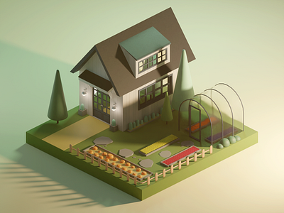 Isometric Low Poly Summer House