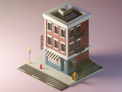 Isometric Low Poly Building