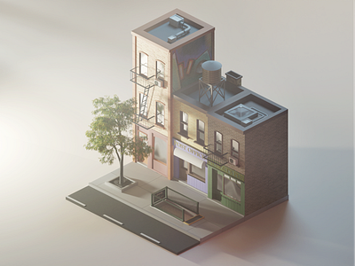 Isometric Low Poly Building 3d blender concept art isometric lowpoly