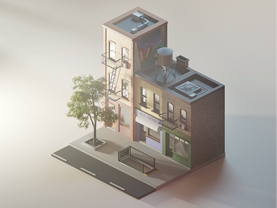 Isometric Low Poly Building