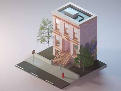 Isometric Low Poly Building 3d blender concept art isometric lowpoly