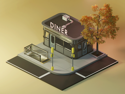 Isometric Low Poly Diner