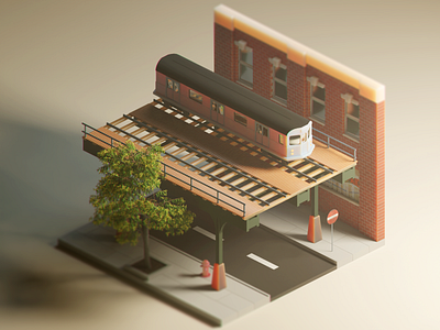 Isometric Low Poly Street 3d blender concept art illustration isometric lowpoly