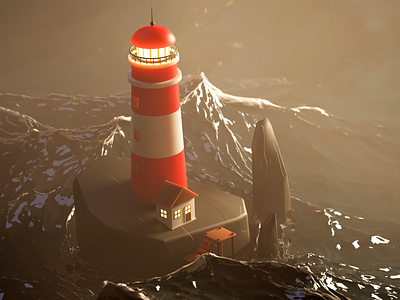 Low Poly Lighthouse 3d blender illustration lighthouse lowpoly