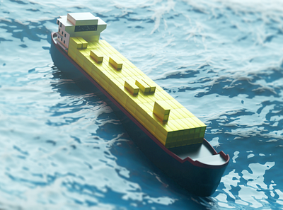 Low Poly Cargo Ship 3d blender concept art illustration lowpoly