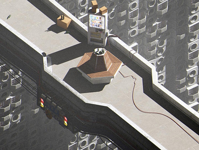 Sky Bridge — Daylight 3d blender brutalism concept art cyberpunk isometric metabolism