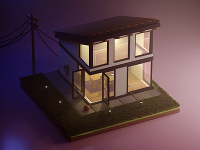 Little house 3d blender cabin concept art house illustration isometric lowpoly